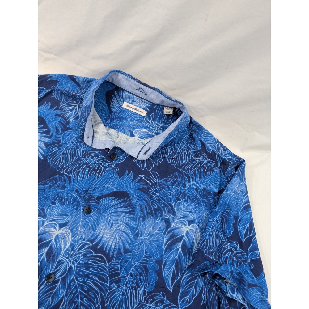 Tommy Bahama Silk Floral Camp Shirt Mens XXL Blue Neon Vacation Aloha